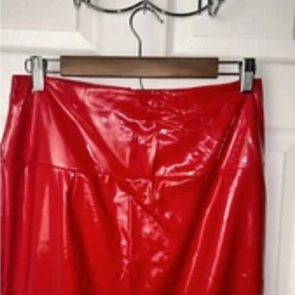 Ms.Bling Red Hi Waisted Knee Length Polyester Retro Pinup Pencil Skirt Large - Picture 3 of 9